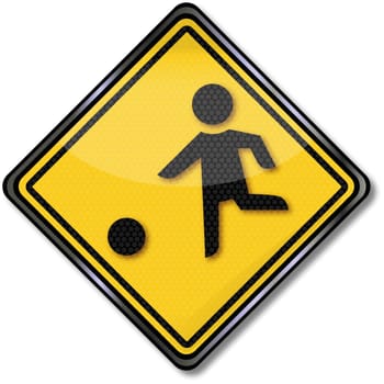 Sign attention toddlers on the road