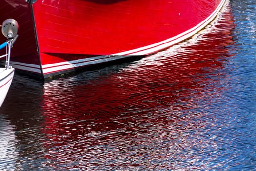 Red Sailboat Reflection, Gig Harbor, Pierce County, Puget Sound, Washington State Pacific Northwest