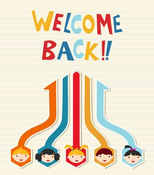 Welcome back to School children network diagram illustration. Vector illustration layered for easy manipulation and custom coloring.