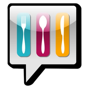 Food industry icons in social networks speech bubble. Vector illustration layered for easy manipulation and custom coloring