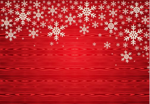 Red Christmas snowflakes background. Vector illustration layered for easy manipulation and custom coloring.