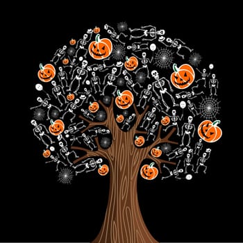 Halloween tree icons background. Vector illustration layered for easy manipulation and custom coloring.