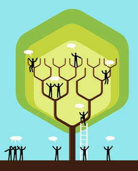 Social network tree business team structure. Vector illustration layered for easy manipulation and custom coloring.