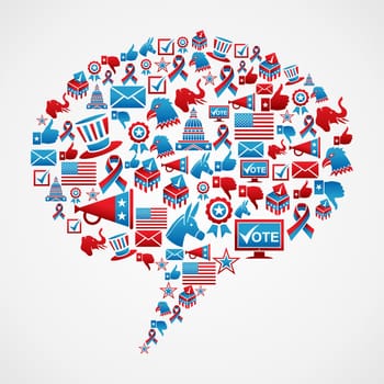 Social media USA election icon set concept in bubble talk shape. Vector file layered for easy manipulation and custom coloring.