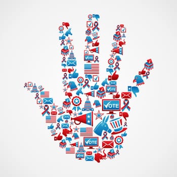 USA elections icon set in hand shape. Vector file layered for easy manipulation and custom coloring.