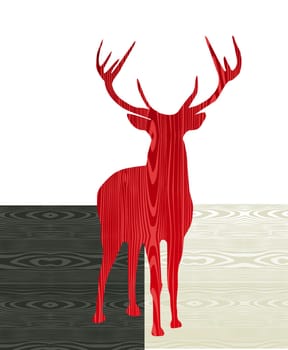 Christmas wooden reindeer shape greeting card background. Vector file layered for easy manipulation and custom coloring.
