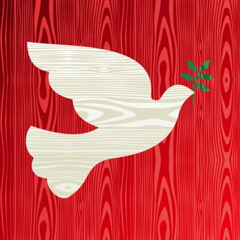 Christmas wooden dove of peace silhouette greeting card background. Vector file layered for easy manipulation and custom coloring.