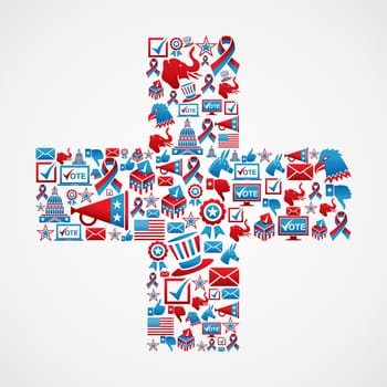 Online Marketing USA elections icon set in plus sign shape. Vector file layered for easy manipulation and custom coloring.