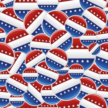 USA elections badge pins pattern. Vector file layered for easy manipulation and custom coloring.