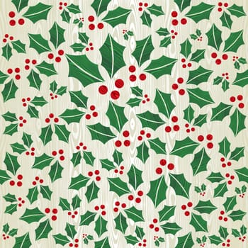 Christmas wooden mistletoe shape seamless pattern background. Vector illustration layered for easy manipulation and custom coloring