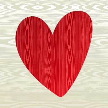Red wooden heart love shape background. Vector file layered for easy manipulation and custom coloring.