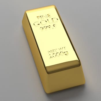 3d render of gold bar, for wealth or investment concepts.