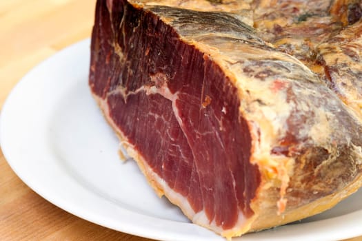 Detail of the dried meat - Spanish pork - Serranio Ham