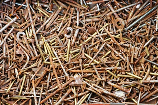 Heap of the rusty nails