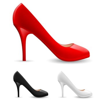 Colorful womens Shoes. Illustration on white background