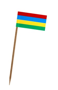 Tooth pick wit a small paper flag of Mauritius