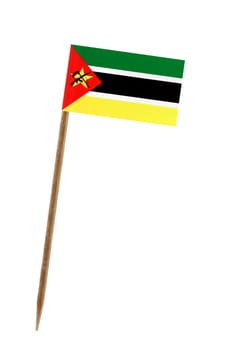 Tooth pick wit a small paper flag of Mozambique