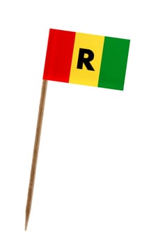 Tooth pick wit a small paper flag of Rwanda