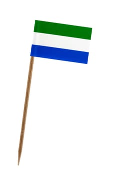Tooth pick wit a small paper flag of Sierra Leone