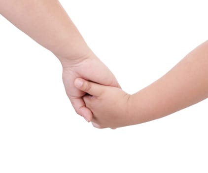 mother giving hand to a child
