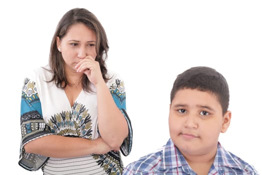 Problems between mother and her son. Family Problems. Focus on the woman