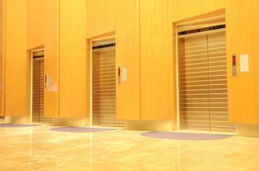 Three elevator doors in new office building