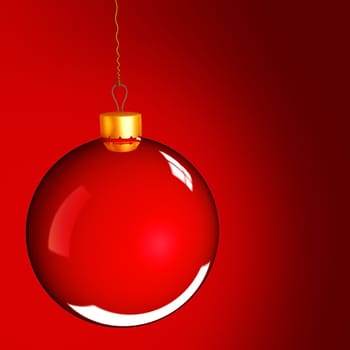 Christmas bauble ball in golden red as holidays background