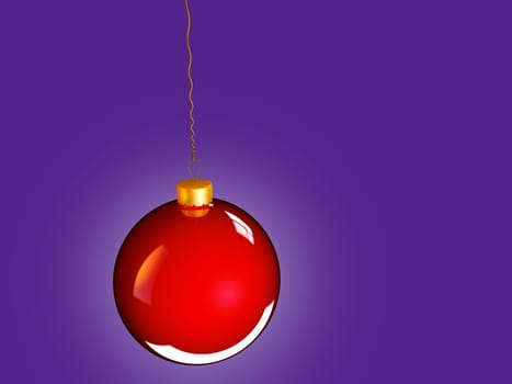 Christmas bauble ball in golden red as holidays background