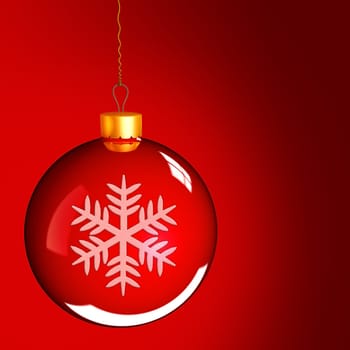 Christmas bauble ball in golden red as holidays background