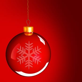 Christmas bauble ball in golden red as holidays background
