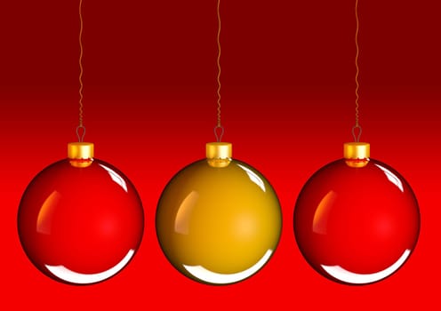 Christmas baubles balls in golden red as holidays background