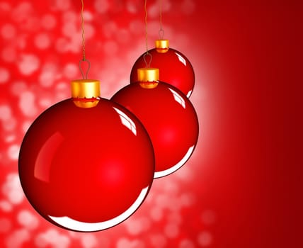 Christmas baubles balls in golden red as holidays background