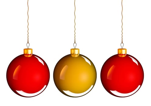 Christmas baubles balls in golden red as holidays background