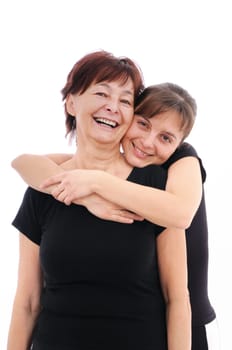 Happy senior woman with her smiling daughter