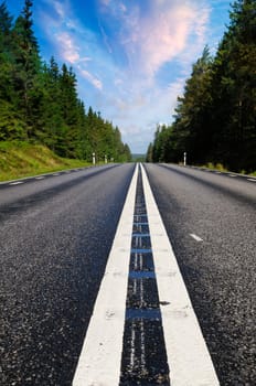 lonely country road at sunset, scenery from sweden