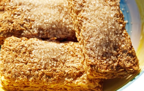 Raw Sugar granules on morning breakfast cereal