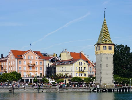 Promenade with old lighthouse in Lindau