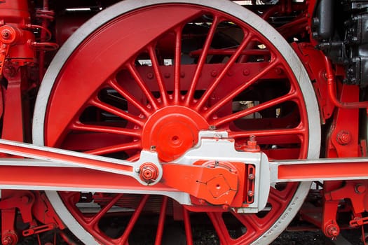 Wheels of a steam locomotive