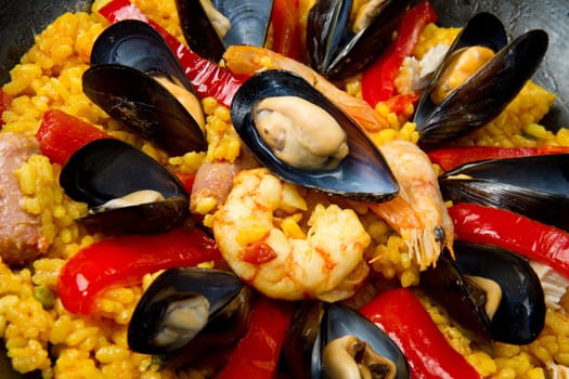 Seafood Spanish Paella, traditional recipe