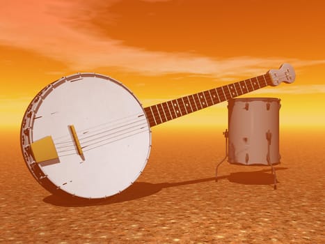 Banjo and tom in orange backgroun