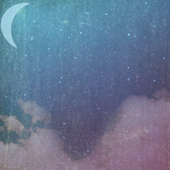 grunge / vintage night background with moon and clouds