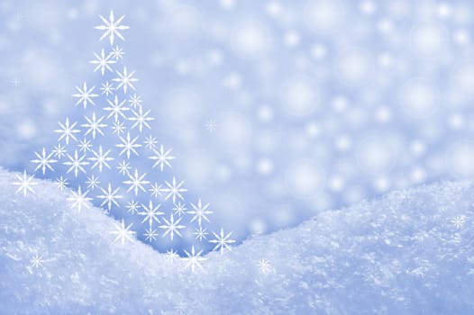 Detail of snowdrift and Christmas tree
