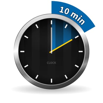 Dark Clock on White background with blue highlight