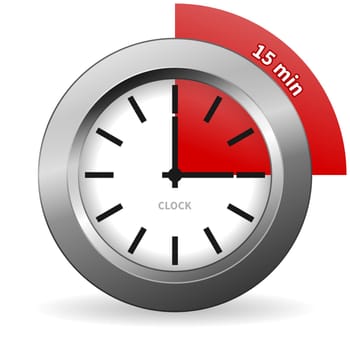 Bright Chrome Clock isolated on White background