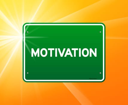 Motivation copy on green sign and sunny background