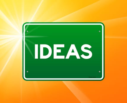 Abstract sign with Ideas copy on green background