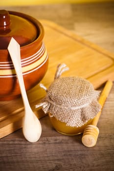 jar of honey, Close up