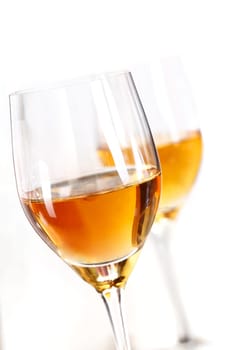 Two glasses of sherry isolated on white background