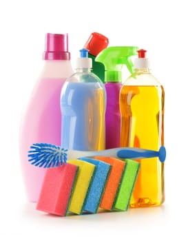 Detergent bottles isolated on white