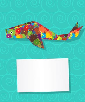 Decorative text card with floral motif collage whale